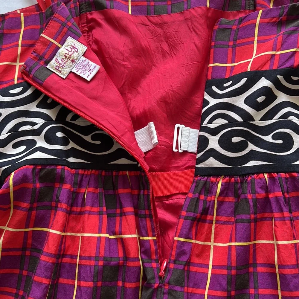 Plenty Tracy Reese Silk Plaid Bustier Top 10‎ Boned Corset Strapless Y2K Indie